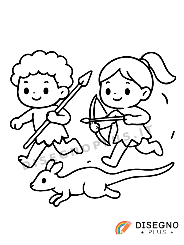 Disegno Aborigeni a caccia con lancia   da stampare e colorare