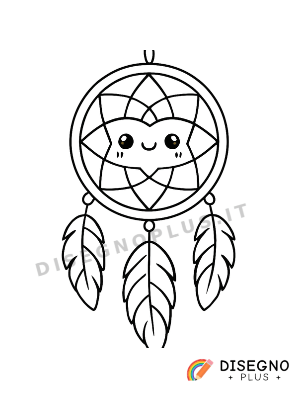 Disegno Acchiappasogni piumato da colorare
