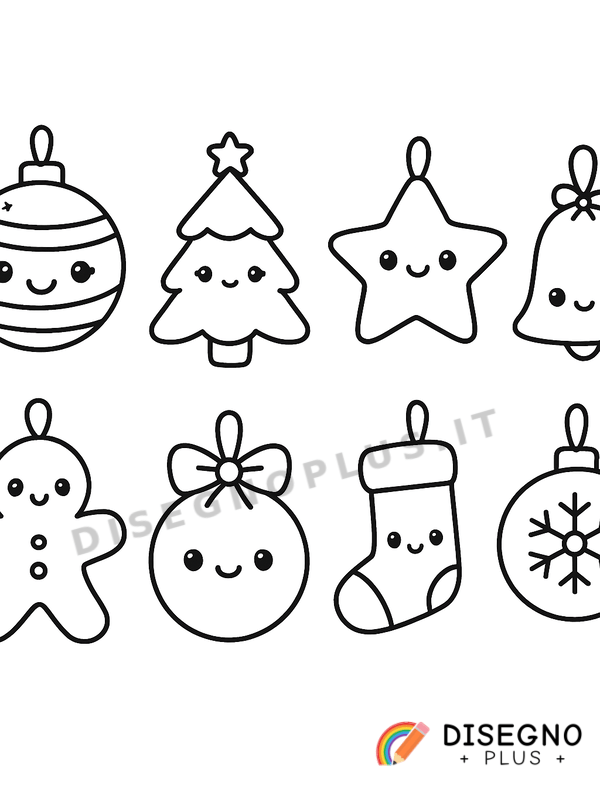 Disegno Addobbi dell’albero con luci e palline   da stampare e colorare