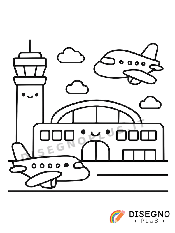 Disegno Aeroporto con aerei da colorare