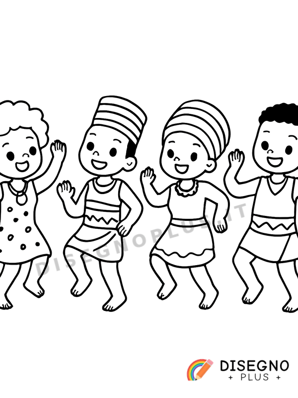 Disegno Africani che danzano da colorare