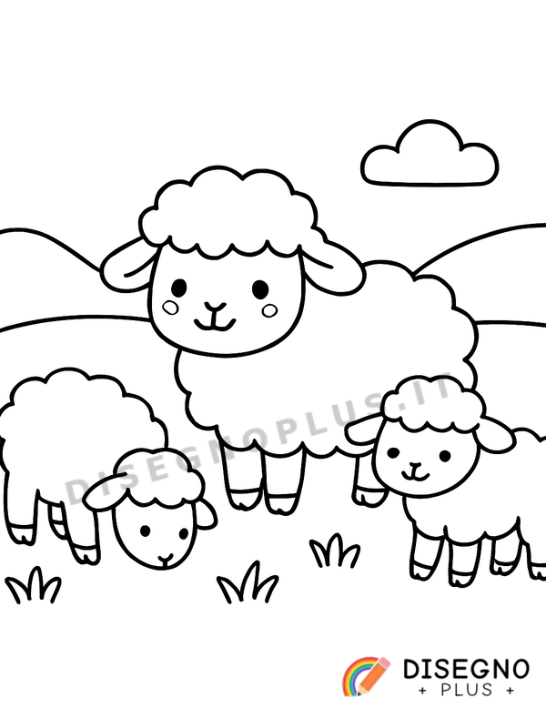 Disegno Agnelli al pascolo da colorare