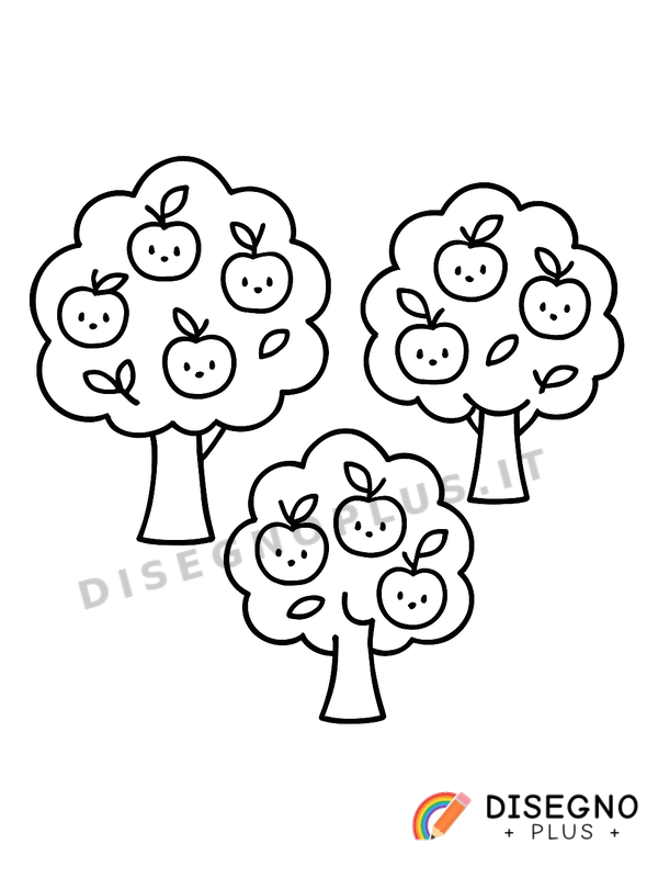 Disegno Alberi con mele da colorare