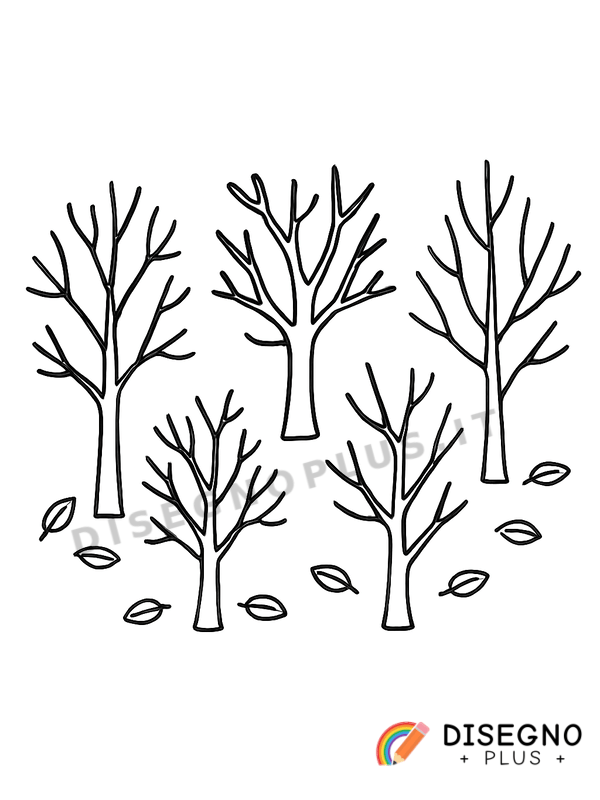 Disegno Alberi spogli in autunno senza foglie   da stampare e colorare