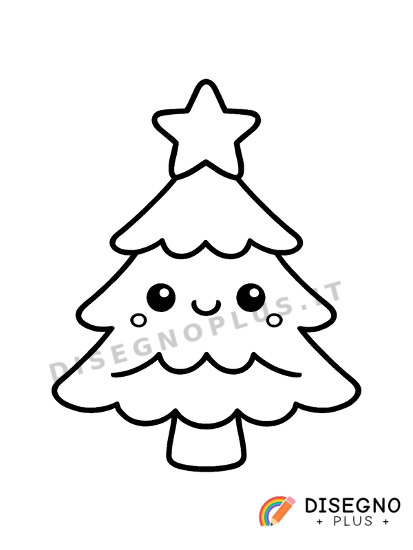 Disegno Albero con stella dorata in cima   da stampare e colorare