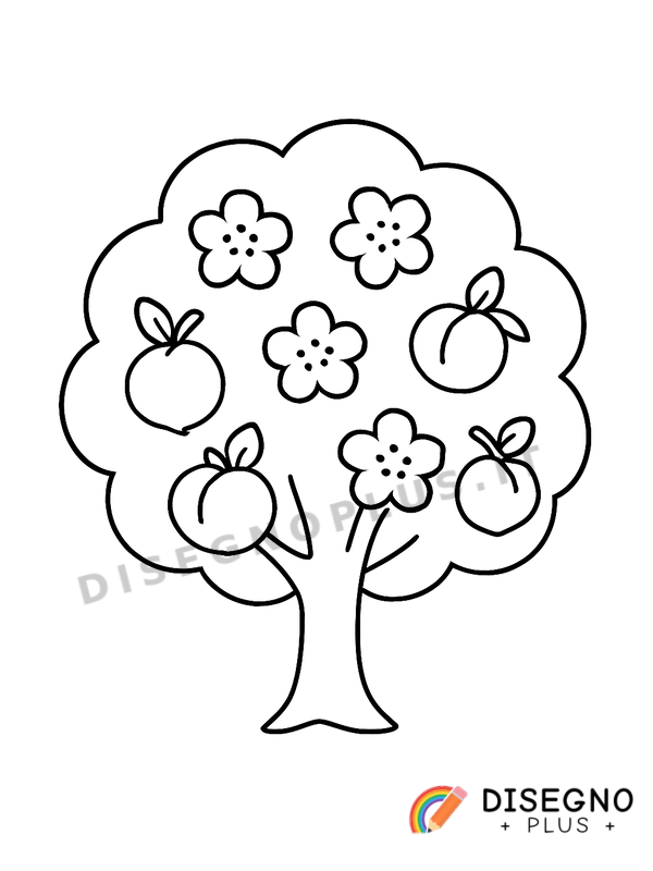 Disegno Albero di pesco con fiori rosa   da stampare e colorare