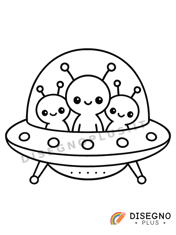 Disegno Alieni sulla navicella da colorare