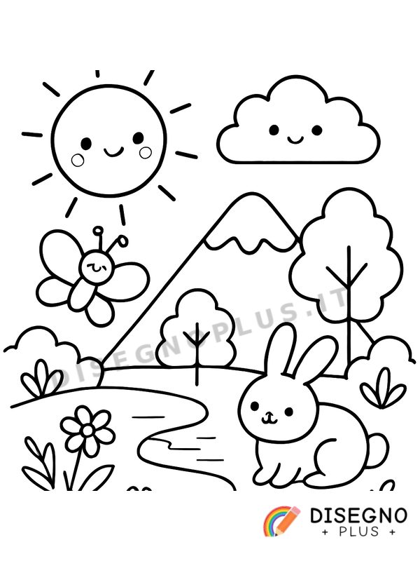 Disegno Ambiente naturale con equilibrio e biodiversità   da stampare e colorare