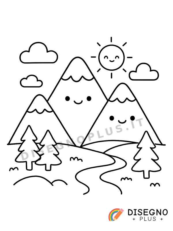 Disegno Ambienti montani da colorare