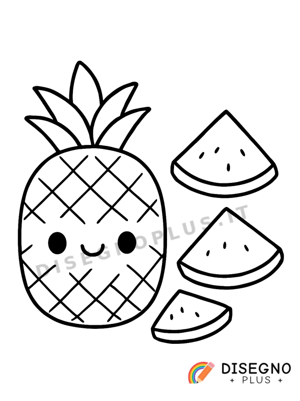Disegno Ananas in pezzi con occhi dolci   da stampare e colorare