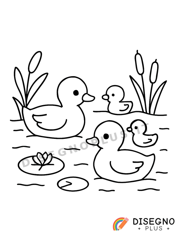 Disegno Anatre nello stagno da colorare