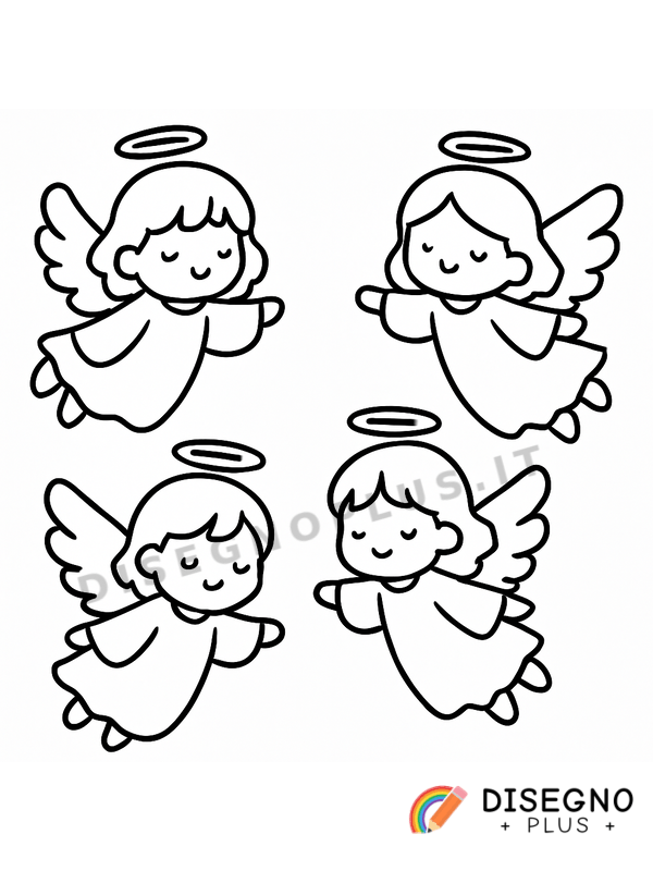 Disegno Angeli che volano da colorare
