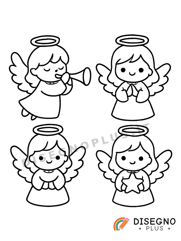 Disegno Angeli natalizi da colorare