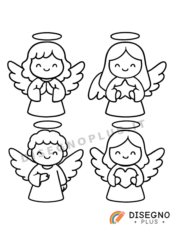 Disegno Angeli protettori da colorare