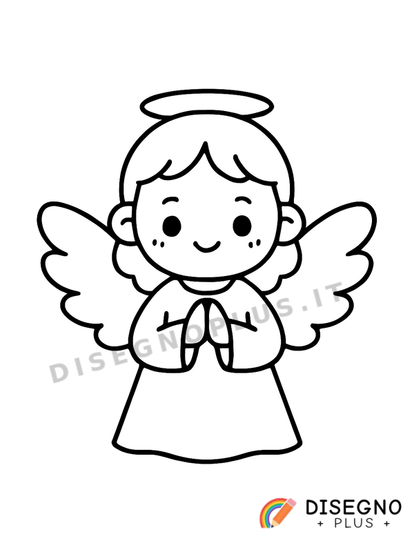 Disegno Angelo custode con sguardo dolce   da stampare e colorare