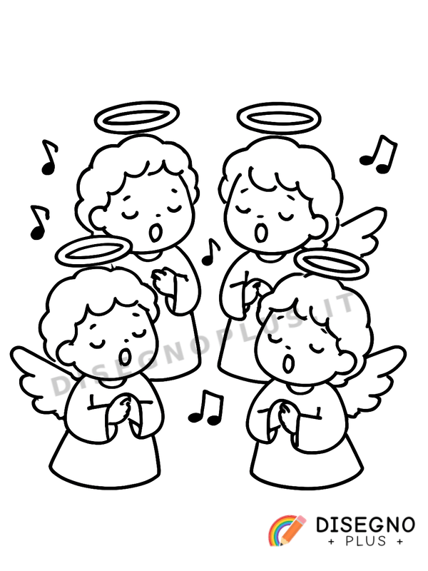 Disegno Angioletti che cantano da colorare
