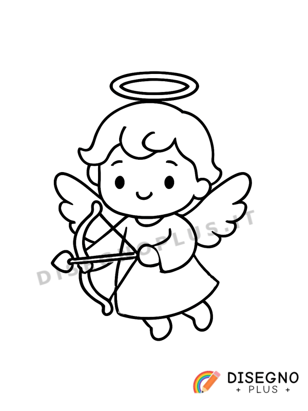 Disegno Angioletto con arco da colorare