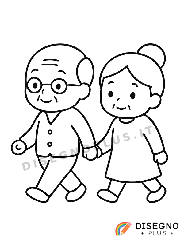 Disegno Anziani che camminano da colorare
