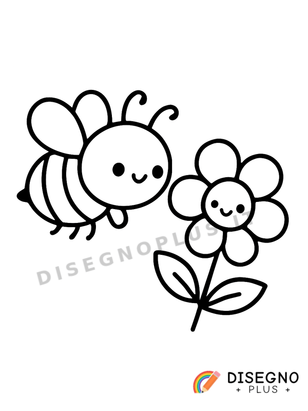 Disegno Ape e fiore da colorare