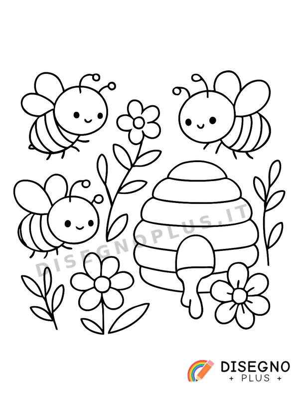 Disegno Api che producono miele nel favo   da stampare e colorare