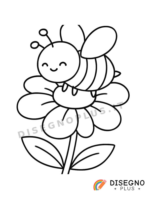 Disegno Api sul fiore da colorare