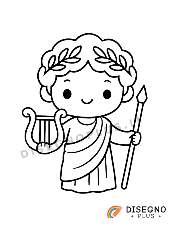 Disegno Apollo con lira e raggi   da stampare e colorare