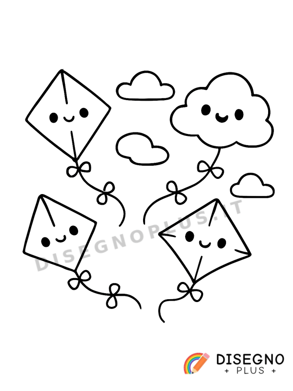 Disegno Aquiloni che volano da colorare