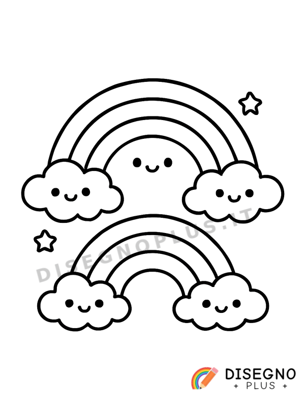 Disegno Arcobaleni doppi dopo la pioggia   da stampare e colorare