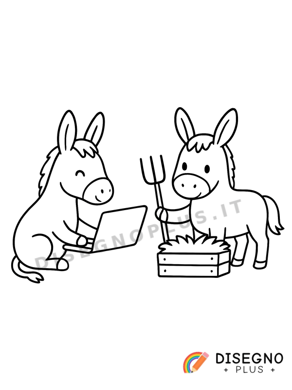 Disegno Asini al lavoro da colorare
