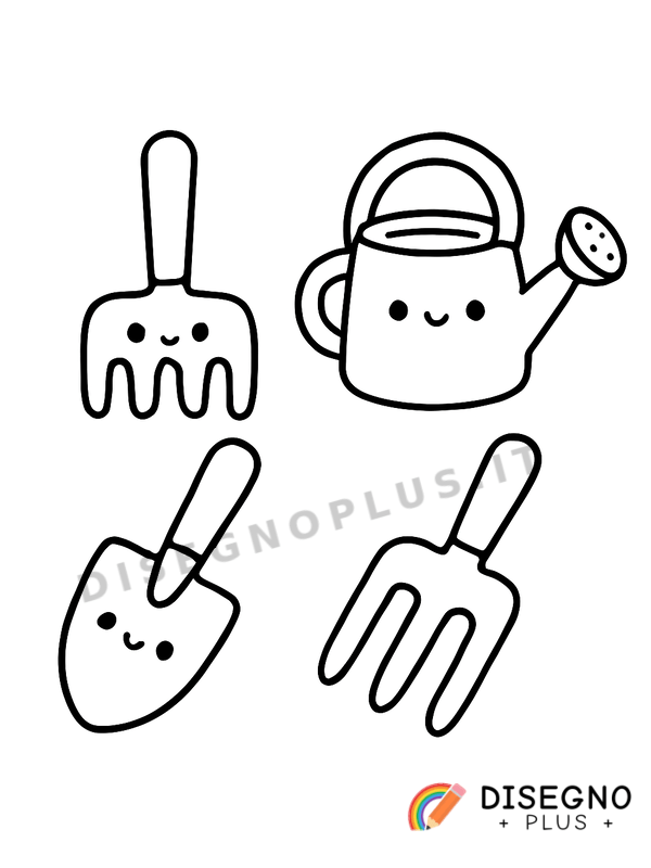 Disegno Attrezzi da giardino con manico in legno   da stampare e colorare