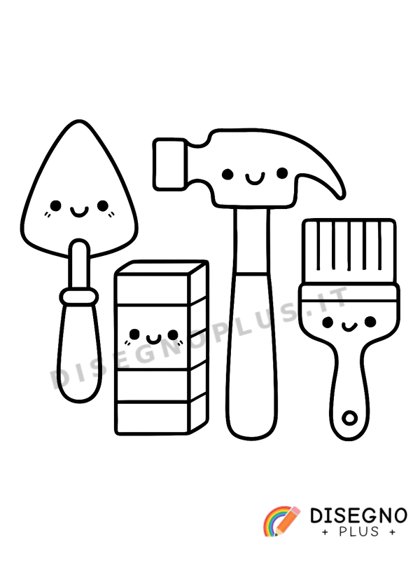 Disegno Attrezzi del muratore su cassetta   da stampare e colorare