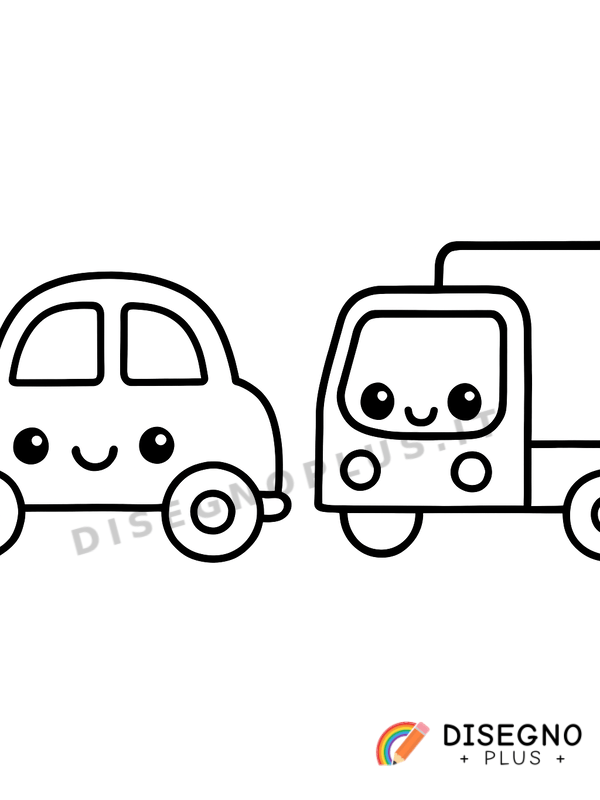 Disegno Auto e camion in strada   da stampare e colorare