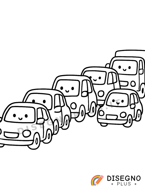 Disegno Automobili in coda su strada   da stampare e colorare