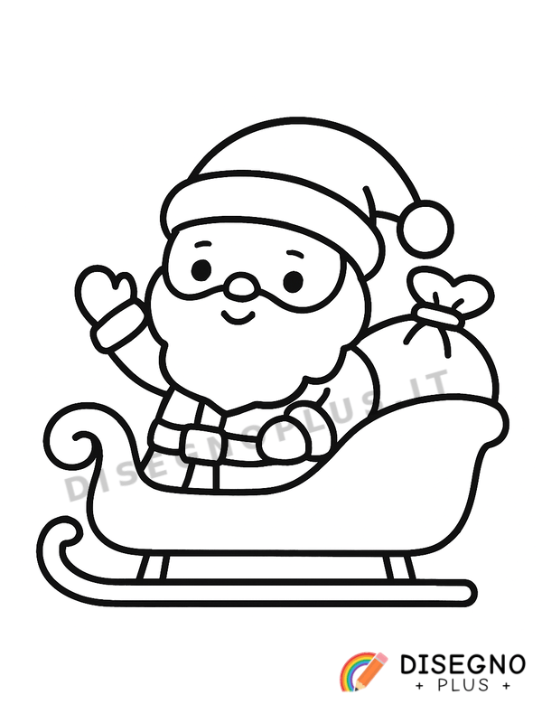 Disegno Babbo Natale con slitta da colorare