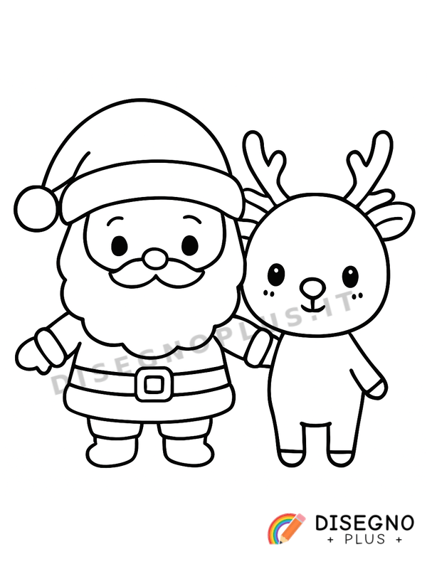 Disegno Babbo Natale e renna da colorare