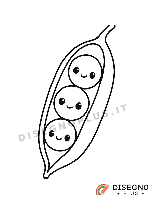 Disegno Baccello verde con piselli dentro   da stampare e colorare