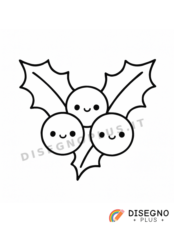 Disegno Bacche di agrifoglio rosse e lucide   da stampare e colorare