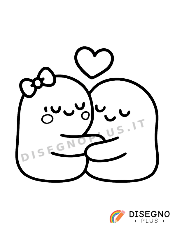 Disegno Baci d’amore da colorare