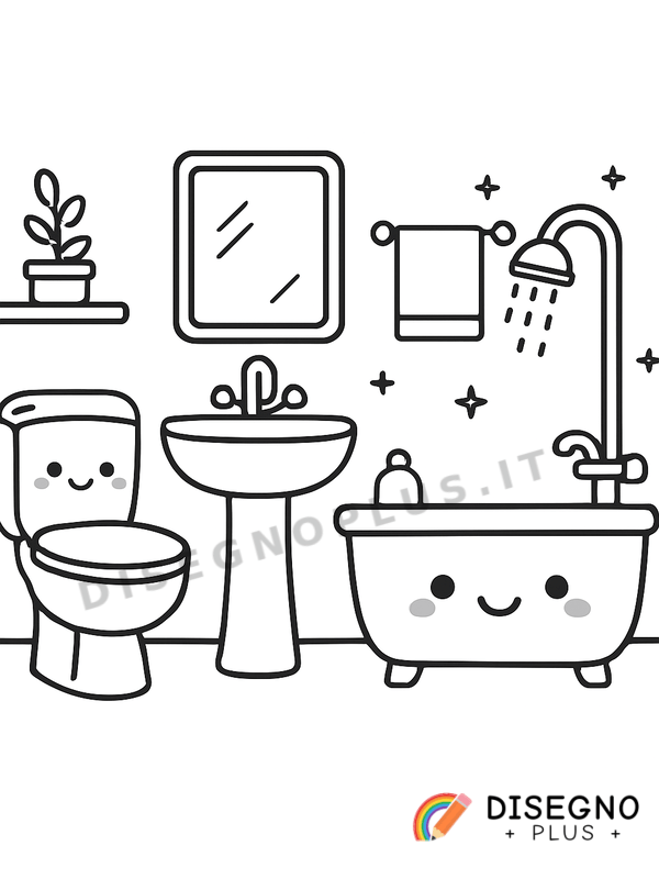 Disegno Bagni puliti con sanitari lucidi   da stampare e colorare