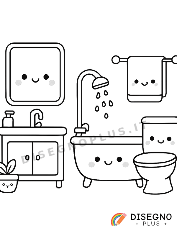 Disegno Bagno con doccia e lavandino   da stampare e colorare