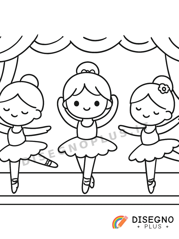Disegno Ballerine sul palco illuminate   da stampare e colorare