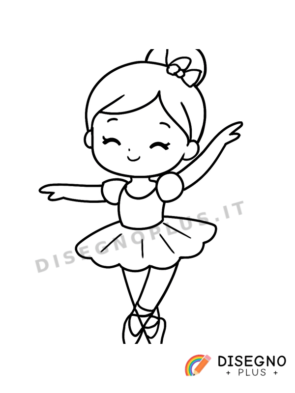 Disegno Balletto classico con tutù e punte   da stampare e colorare