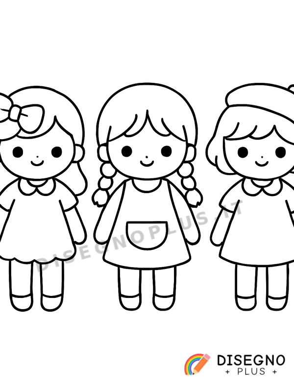 Disegno Bambole con vestiti da colorare