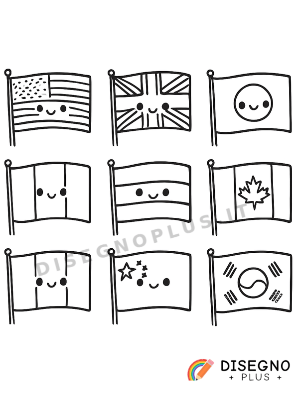 Disegno Bandiere del mondo da colorare