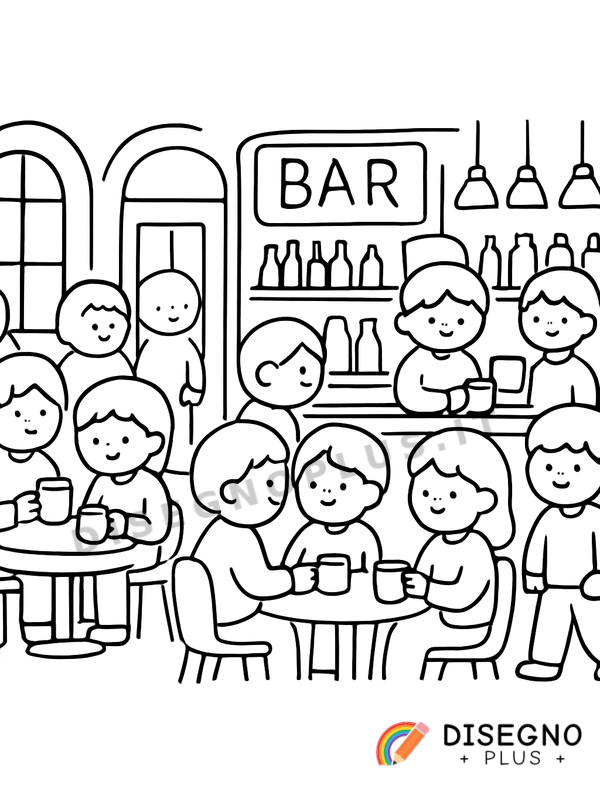 Disegno Bar affollati da colorare