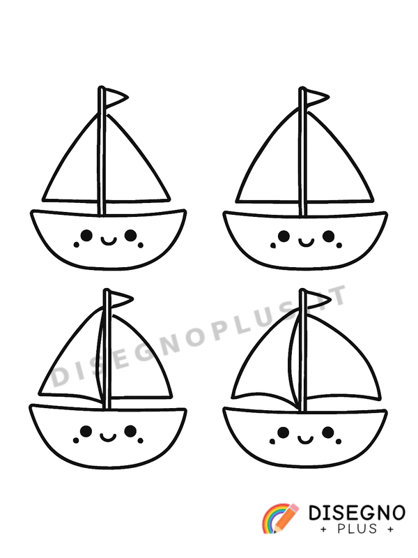 Barche con le vele nel porto Disegno Barche con le vele nel porto da stampare e colorare