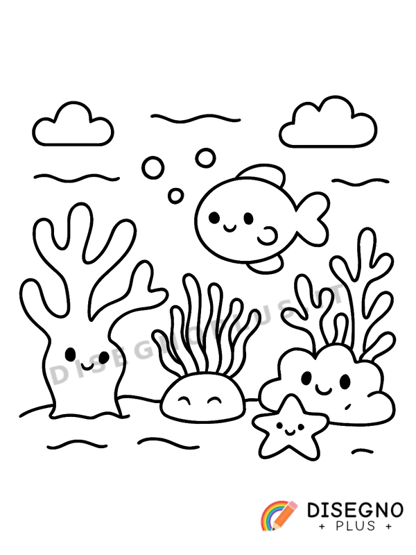 Disegno Barriera corallina con pesci tropicali   da stampare e colorare