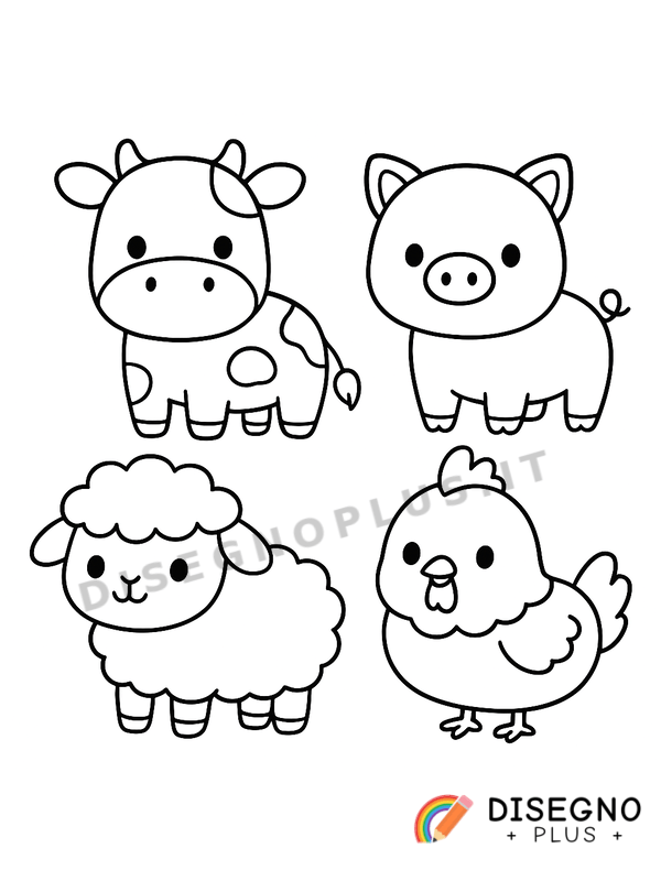 Disegno Bestiame della fattoria in gruppo   da stampare e colorare