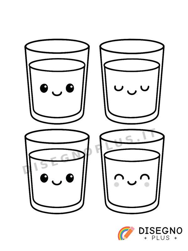 Disegno Bicchieri di latte trasparenti pieni   da stampare e colorare