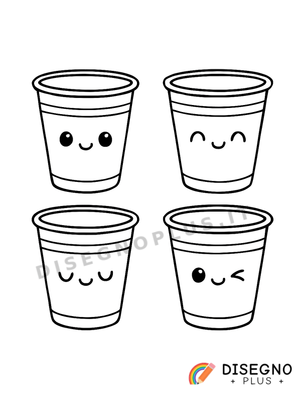 Disegno Bicchieri di plastica da colorare